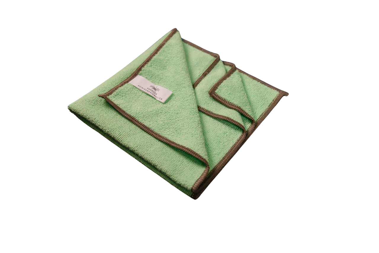 AKCIJA 2+1 Mikropluošto šluostė iš perdirbto pluošto, 40 × 40 cm, žalia su pilku kraštu