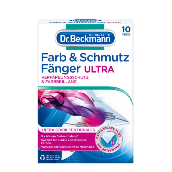 Dr. Beckmann dažus ir purvą sugeriančios servetėlės tamsioms spalvoms ULTRA 10 vnt.
