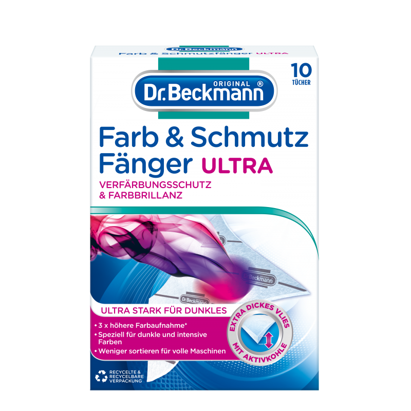 Dr. Beckmann dažus ir purvą sugeriančios servetėlės tamsioms spalvoms ULTRA 10 vnt.