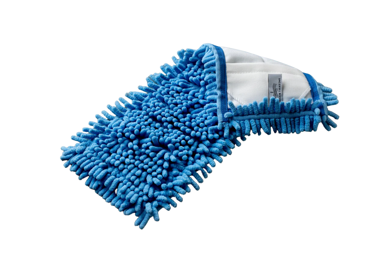 Chenille perdirbto poliesterio grindų šluostė, 40 cm, mėlyna spalva