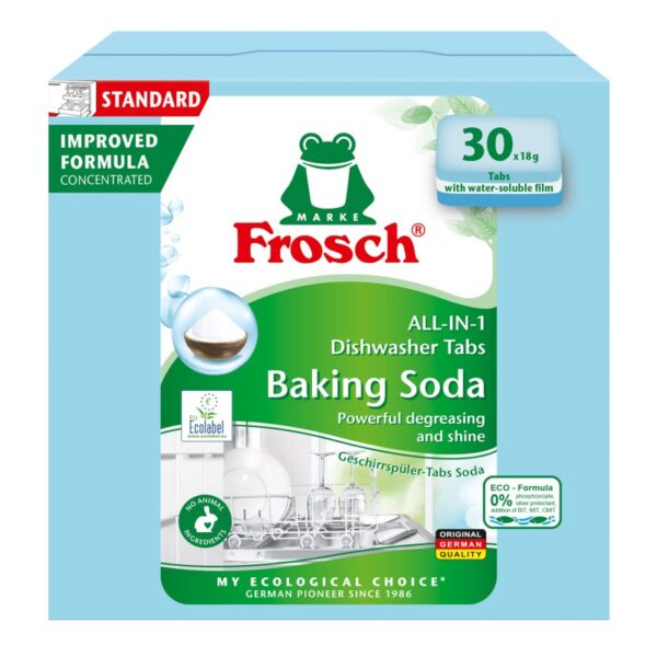 Ekologiškos Frosch indaplovių tabletės su soda 30 vnt