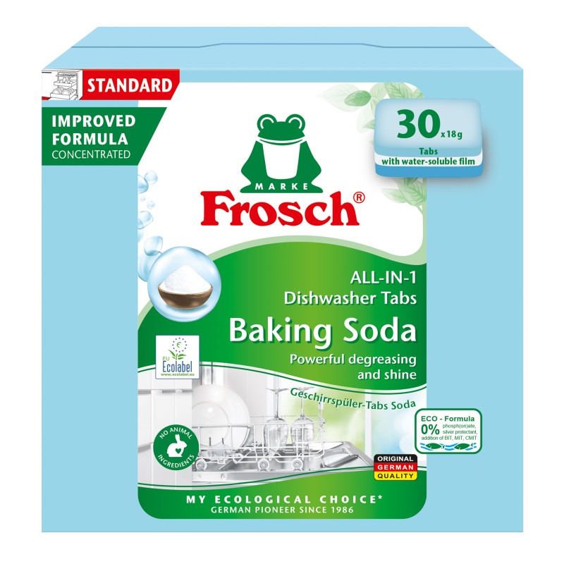 Ekologiškos Frosch indaplovių tabletės su soda 30 vnt