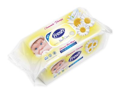 Drėgnos servetėlės Fresh Chamomile, 102 vnt