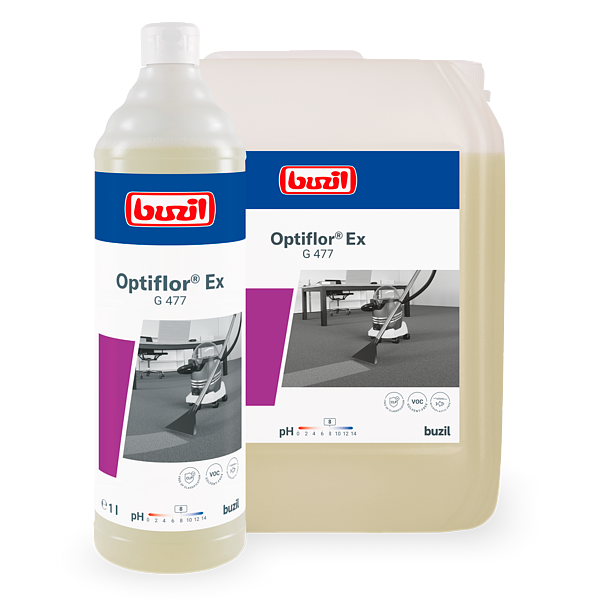 Kilimų ir visų tekstilinių apmušalų valiklis Buzil Optiflor Ex G 477, 1L