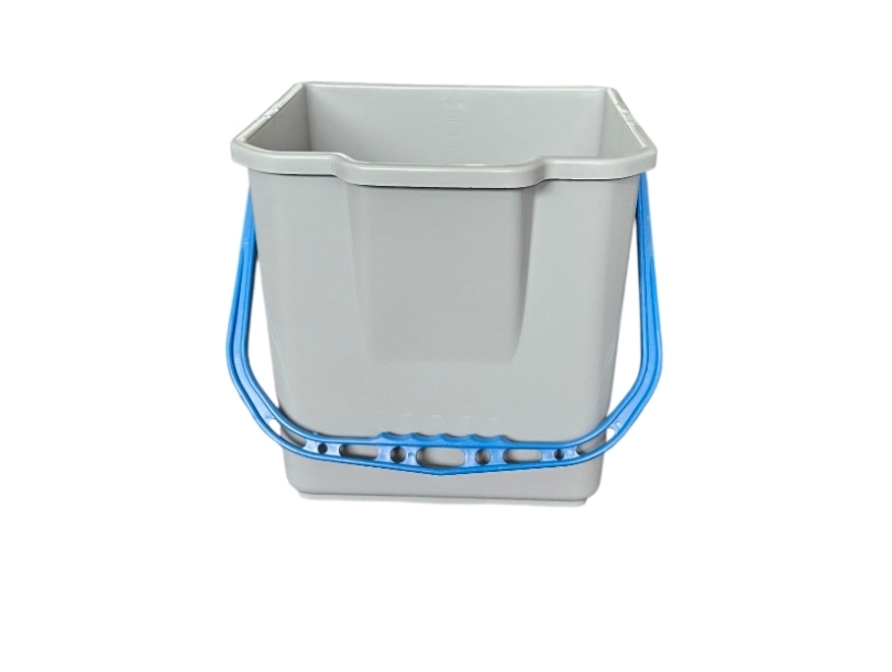 Plastikinis kibiras, pilkas su mėlyna rankena, 18L