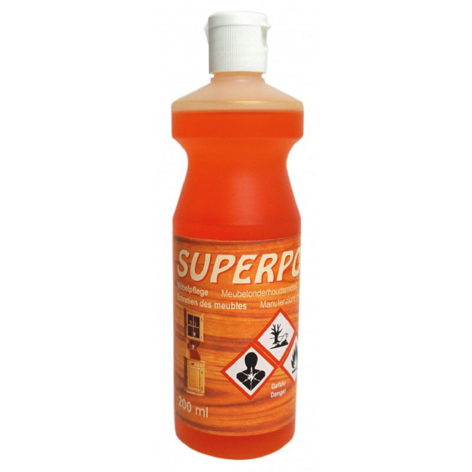 Priemonė medinių baldų, grindų priežiūrai (šviesaus atspalvio) SUPER POL HELL 200ml, PRAMOL CHEMIE